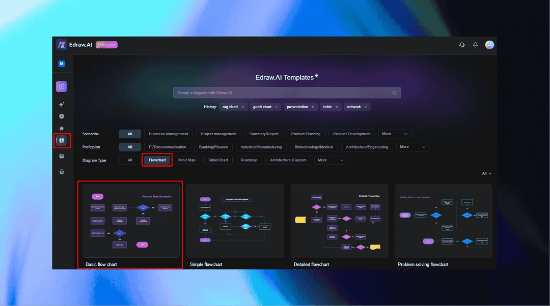 create flowchart using templates