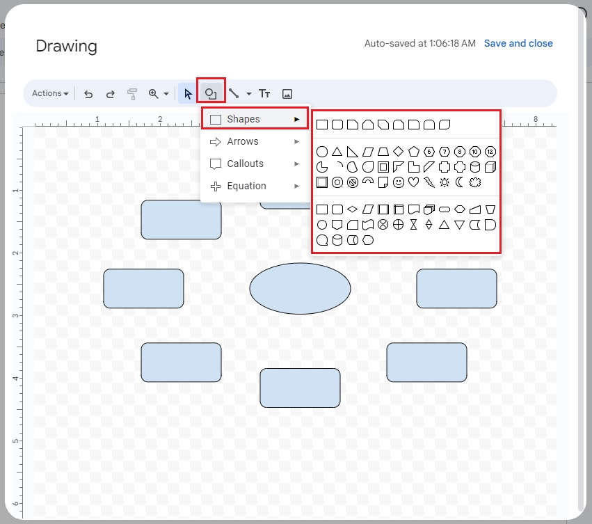 create the basic mind map layout