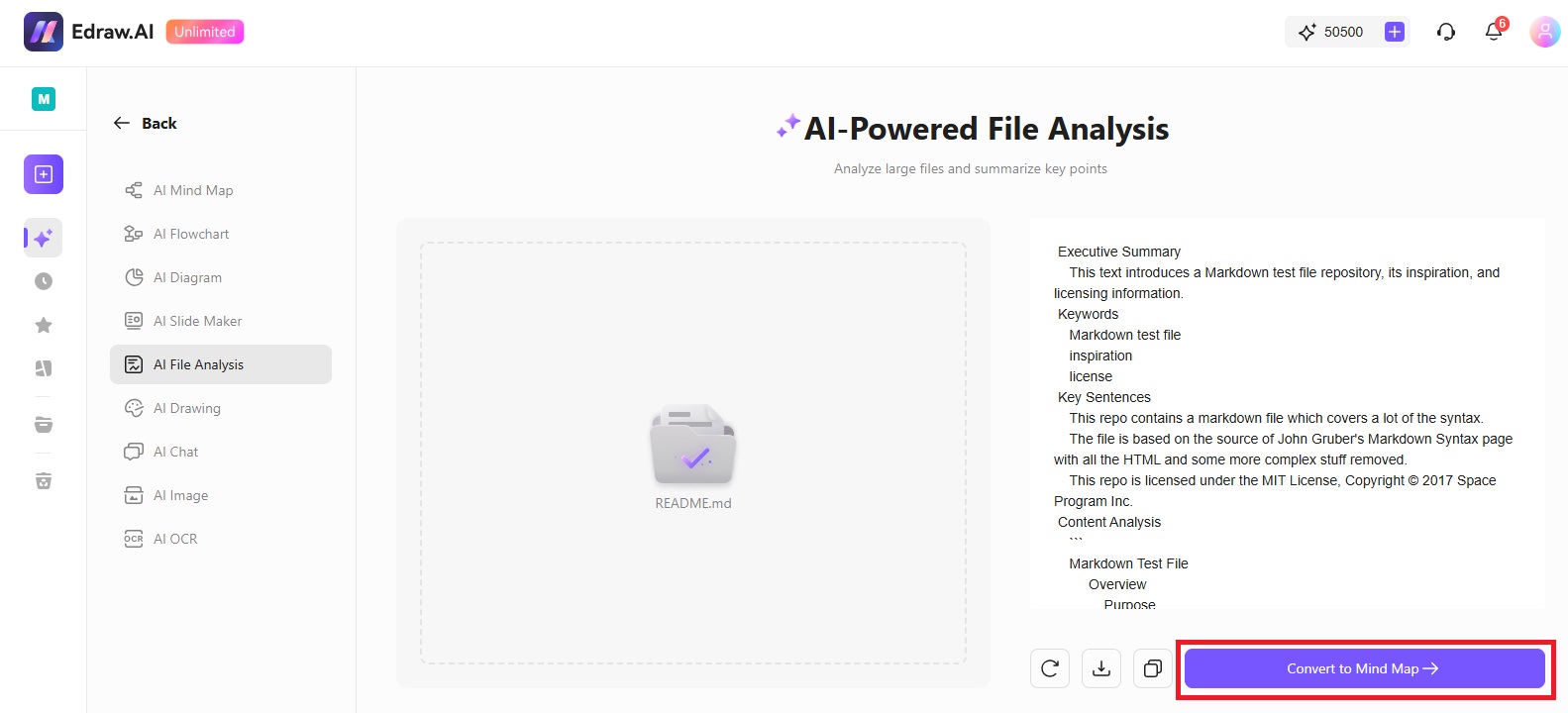 turn a markdown file into a mind map