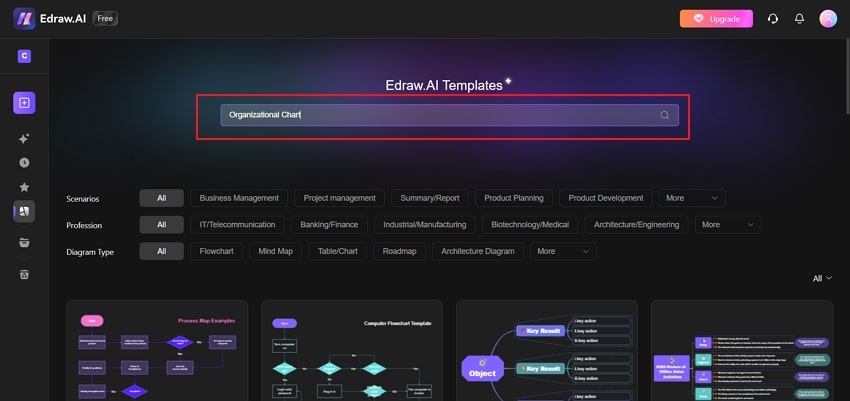 searching for org chart templates