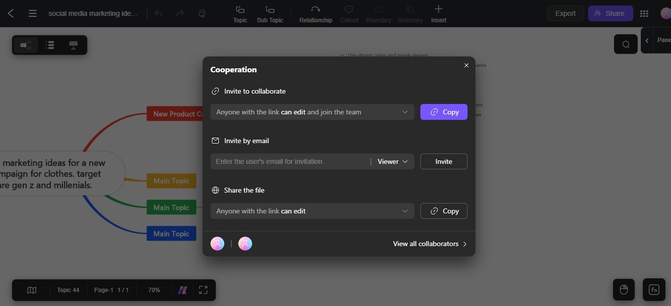 real-time collaboration on mind map