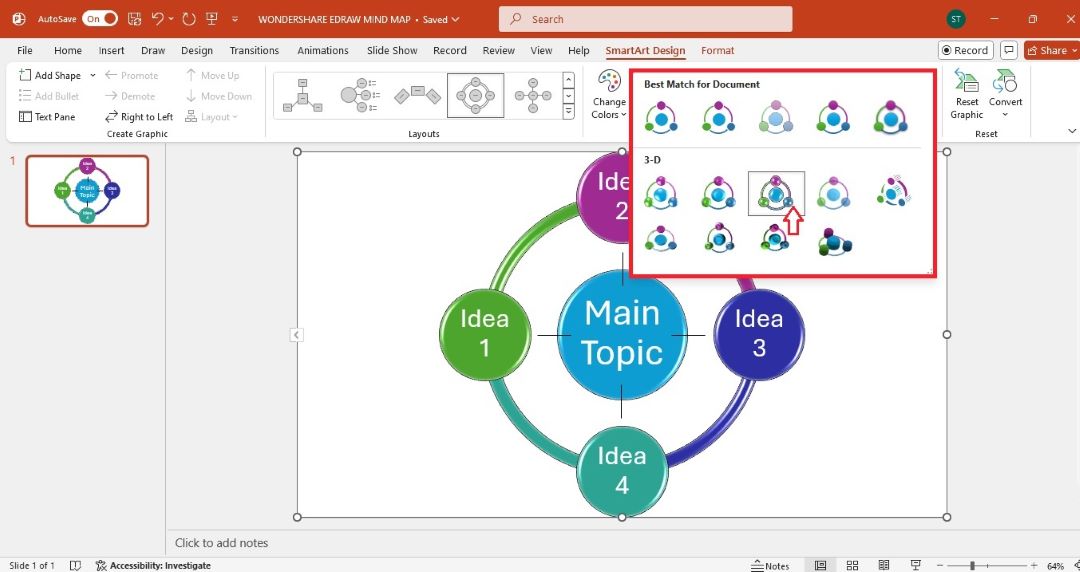 ppt diagram apply 3d quick styles