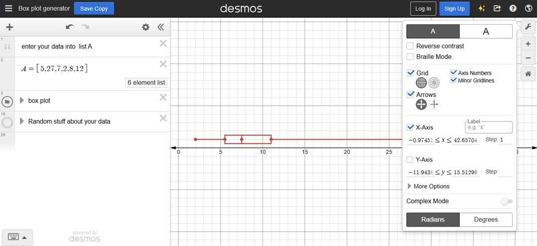 desmos free online box plot generator