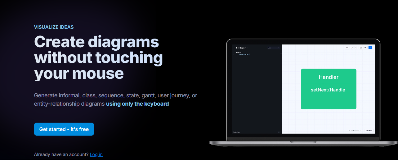gleek.io to make diagrams without touching the mouse