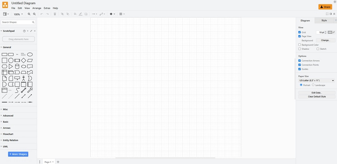 draw.io tool interface