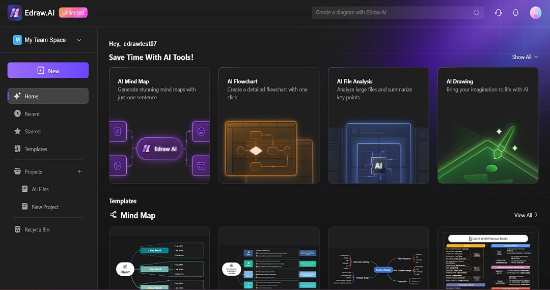 edraw.ai main user interface