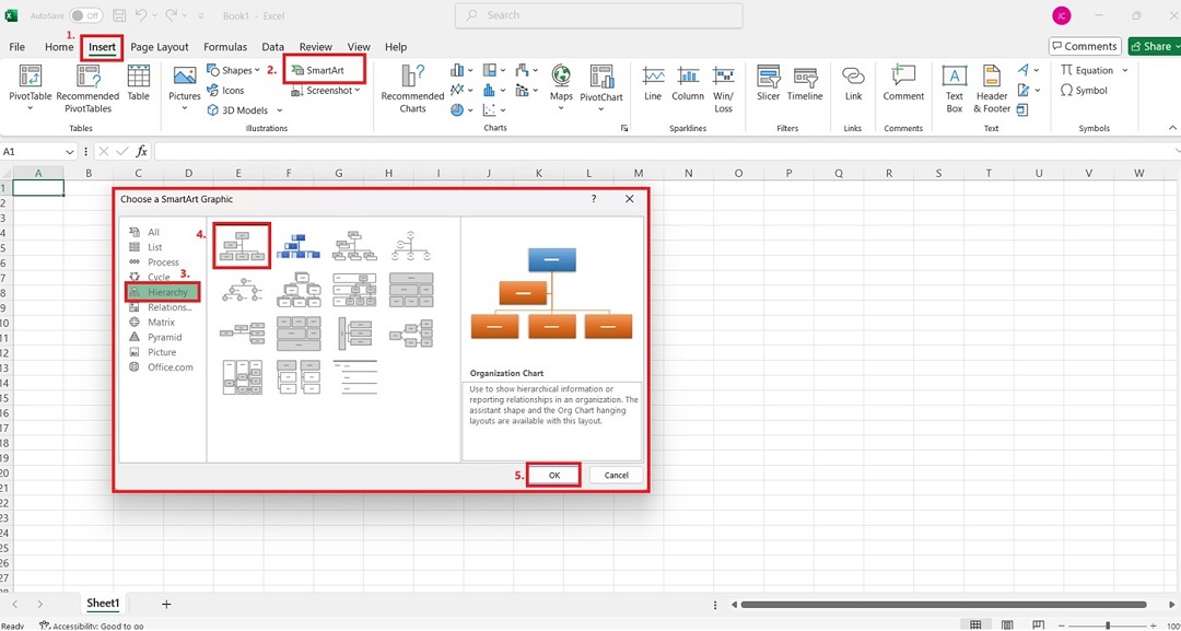 excel smartart main interface