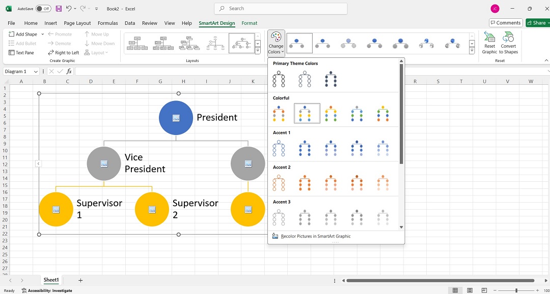 customizing org chart colors