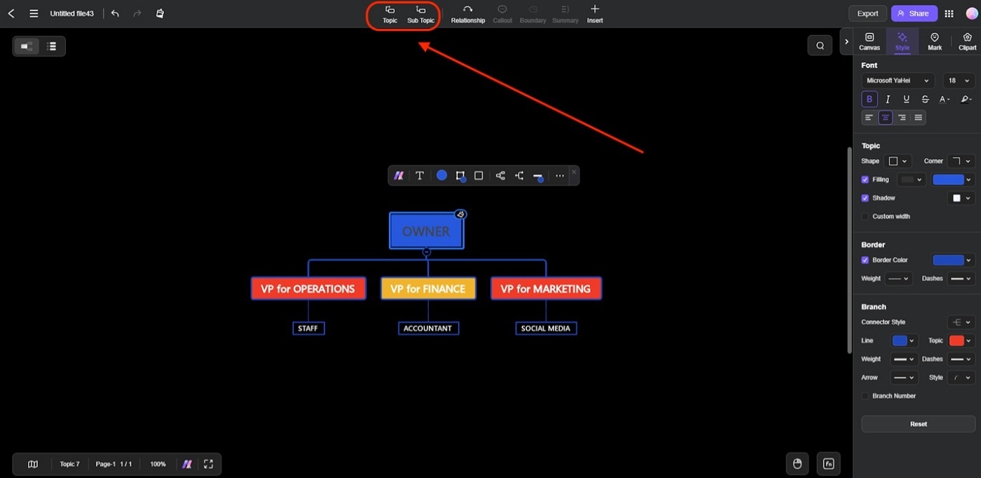 edraw.ai add subtopic