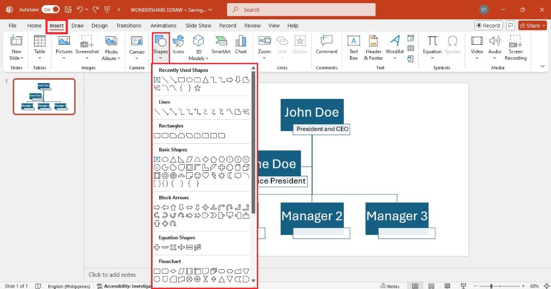 add shape to chart in powerpoint