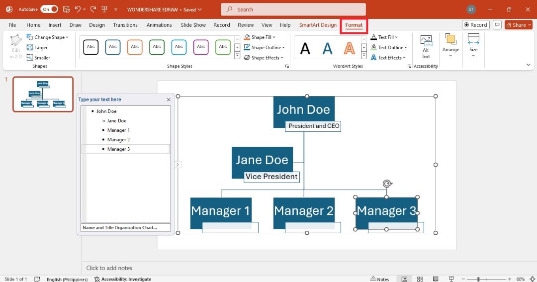 ppt chart change style format menu