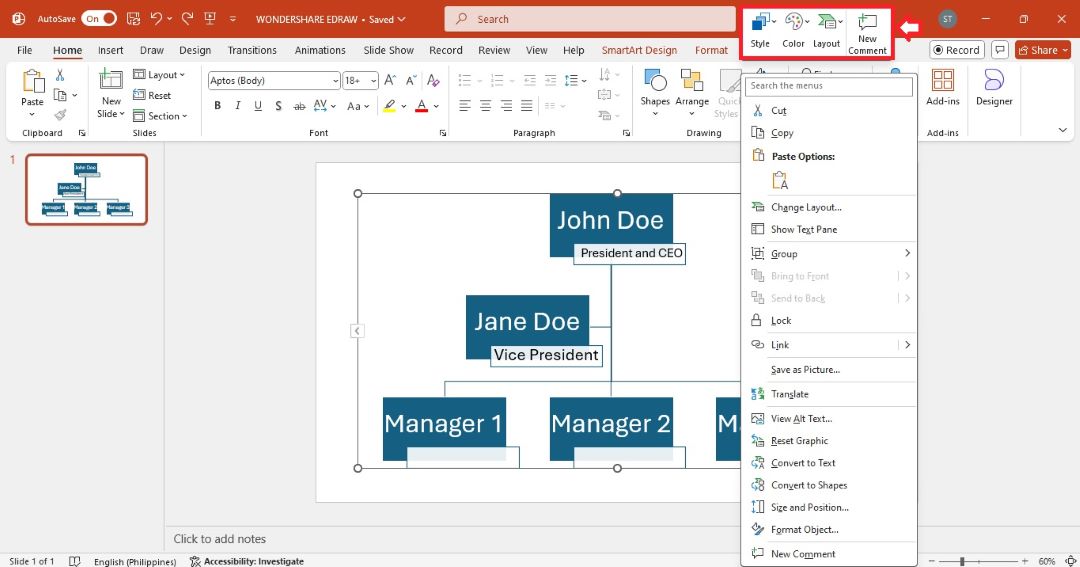 ppt chart customize from floating toolbar