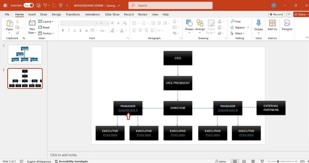 add a hyperlink to org chart ppt