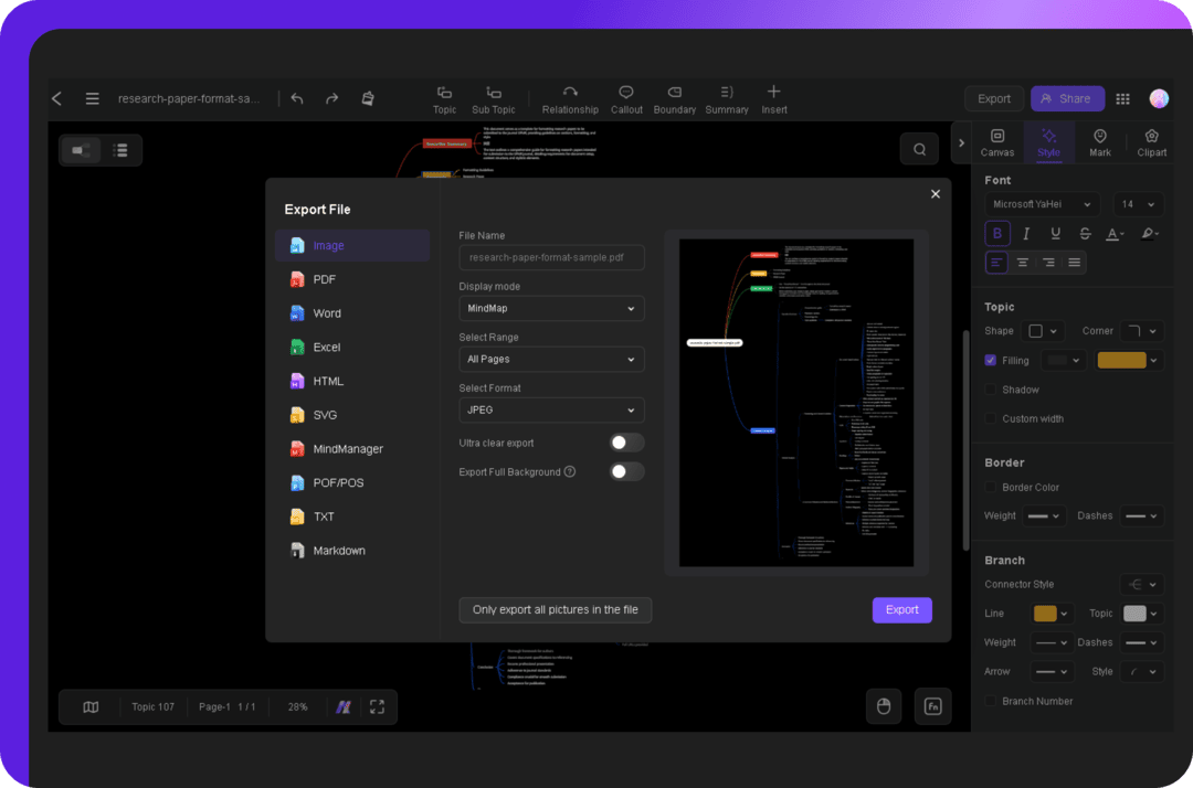 exporting final mind map