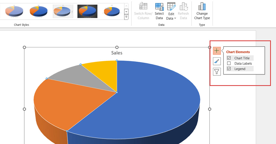 Quick access for chart elements