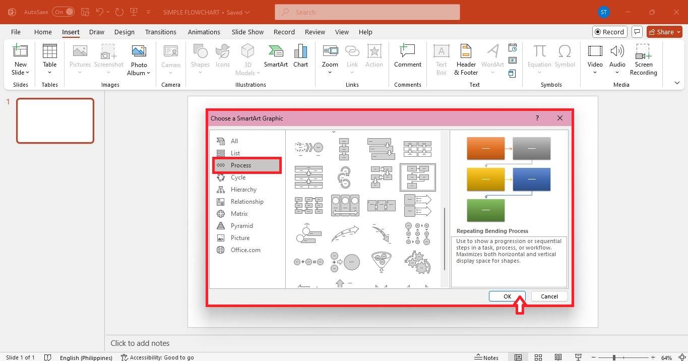 powerpoint choose a simple flowchart template