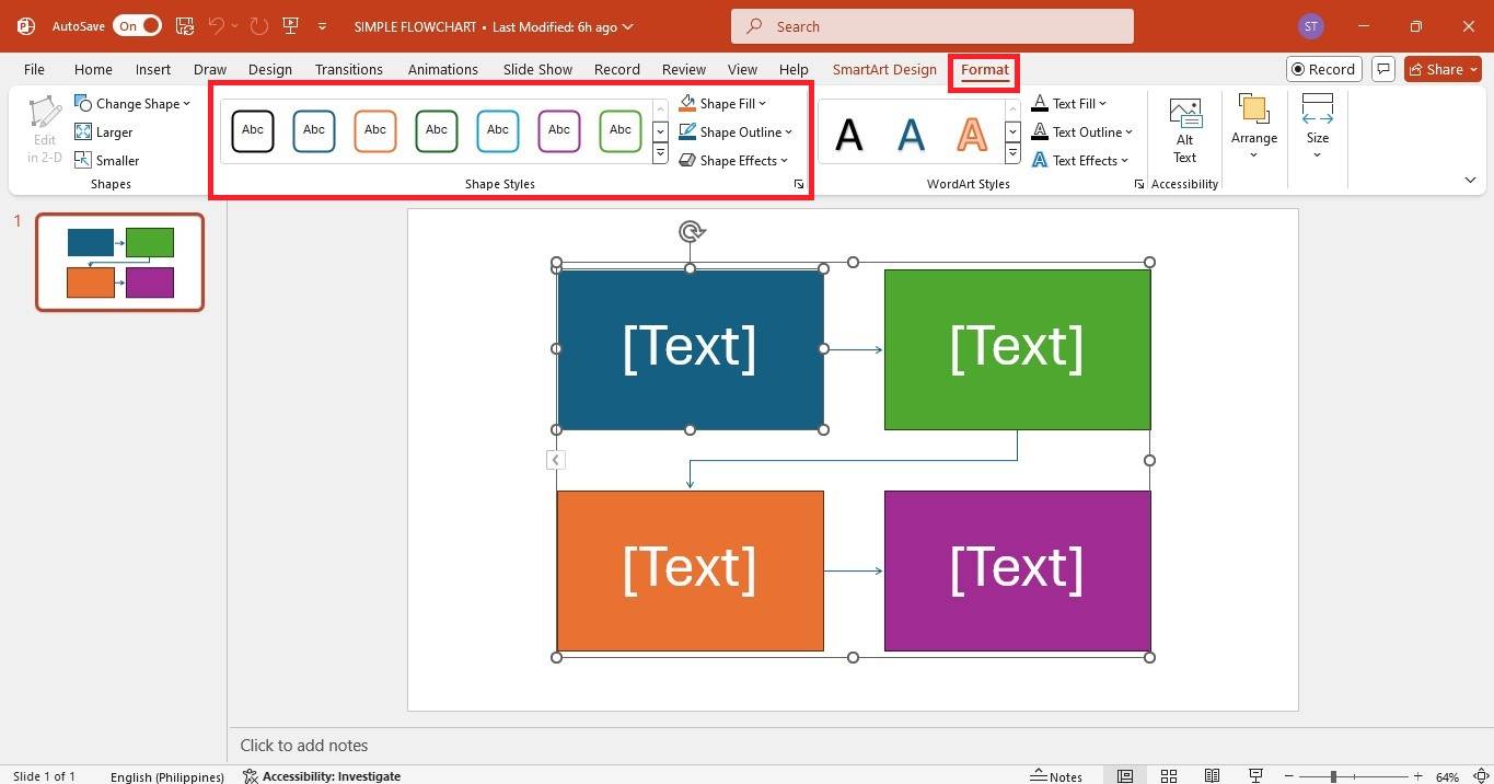 customize a simple flowchart in powerpoint