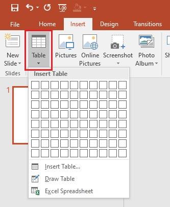 create a table in powerpoint