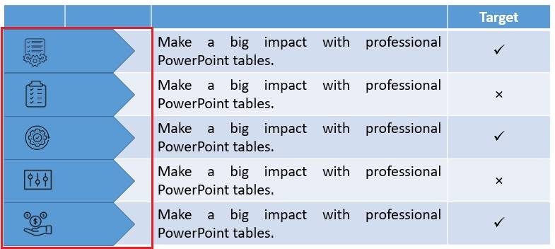 shapes placed in the table