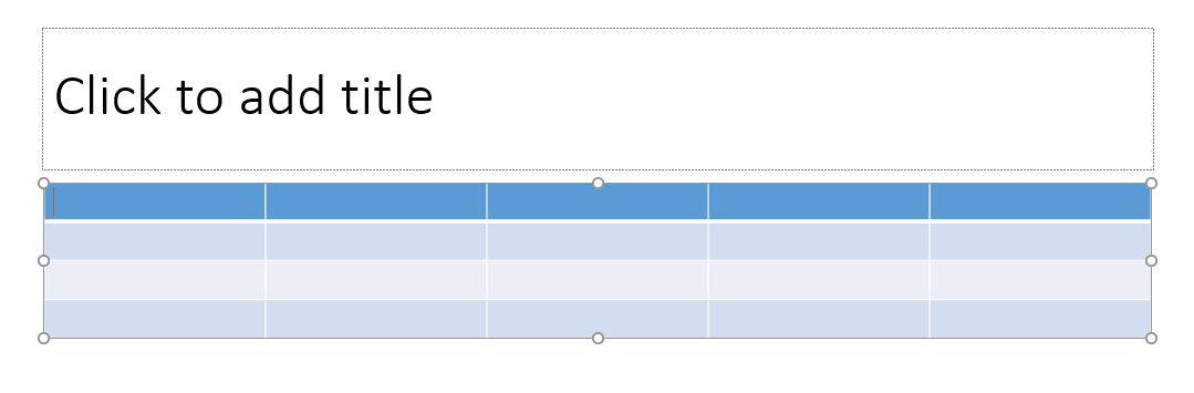 table added to the presentation