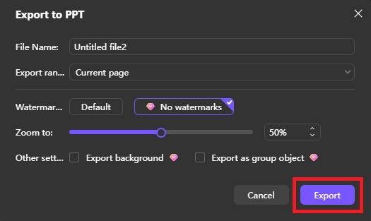 export a table in powerpoint format