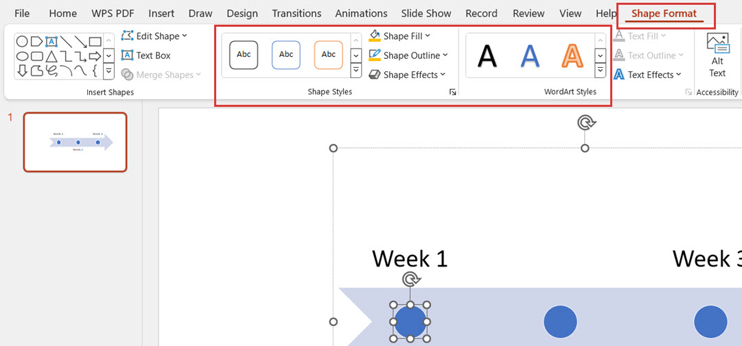 changing timeline shape through format option