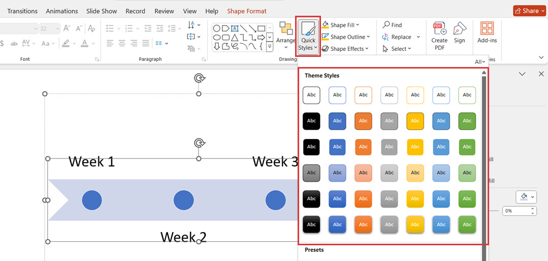 one-click color change for timeline template