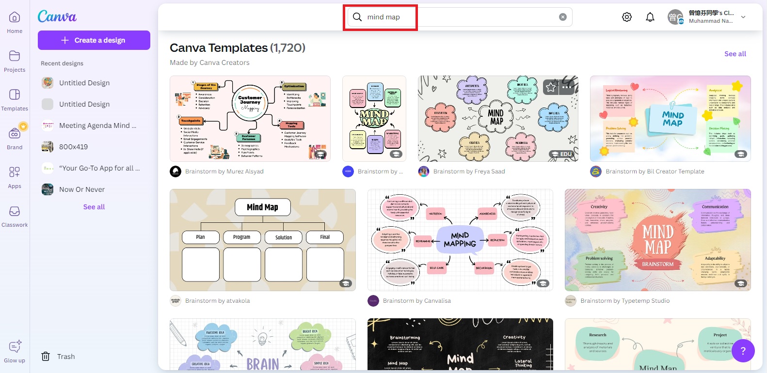 make a mind map with canva templates