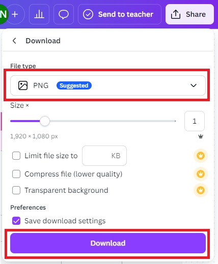 select the output file format