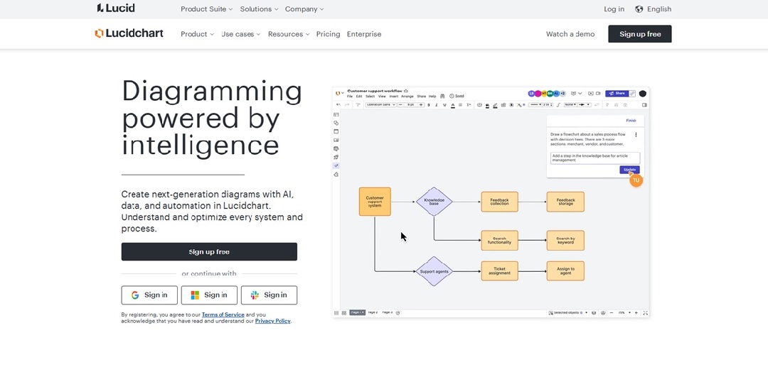 lucidchart website interface