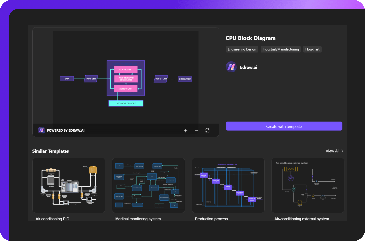 block diagram template selection