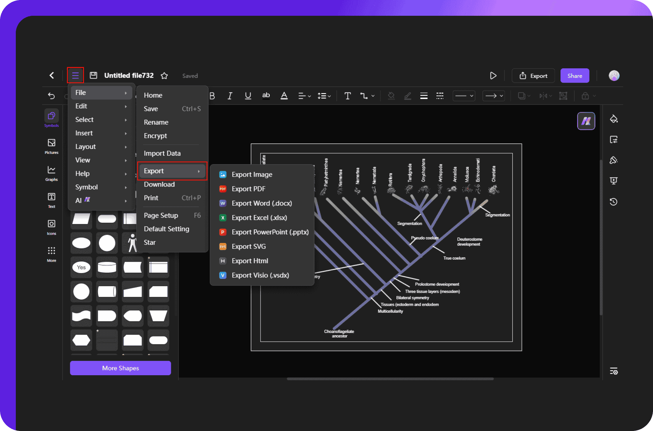 saving, exporting, and sharing