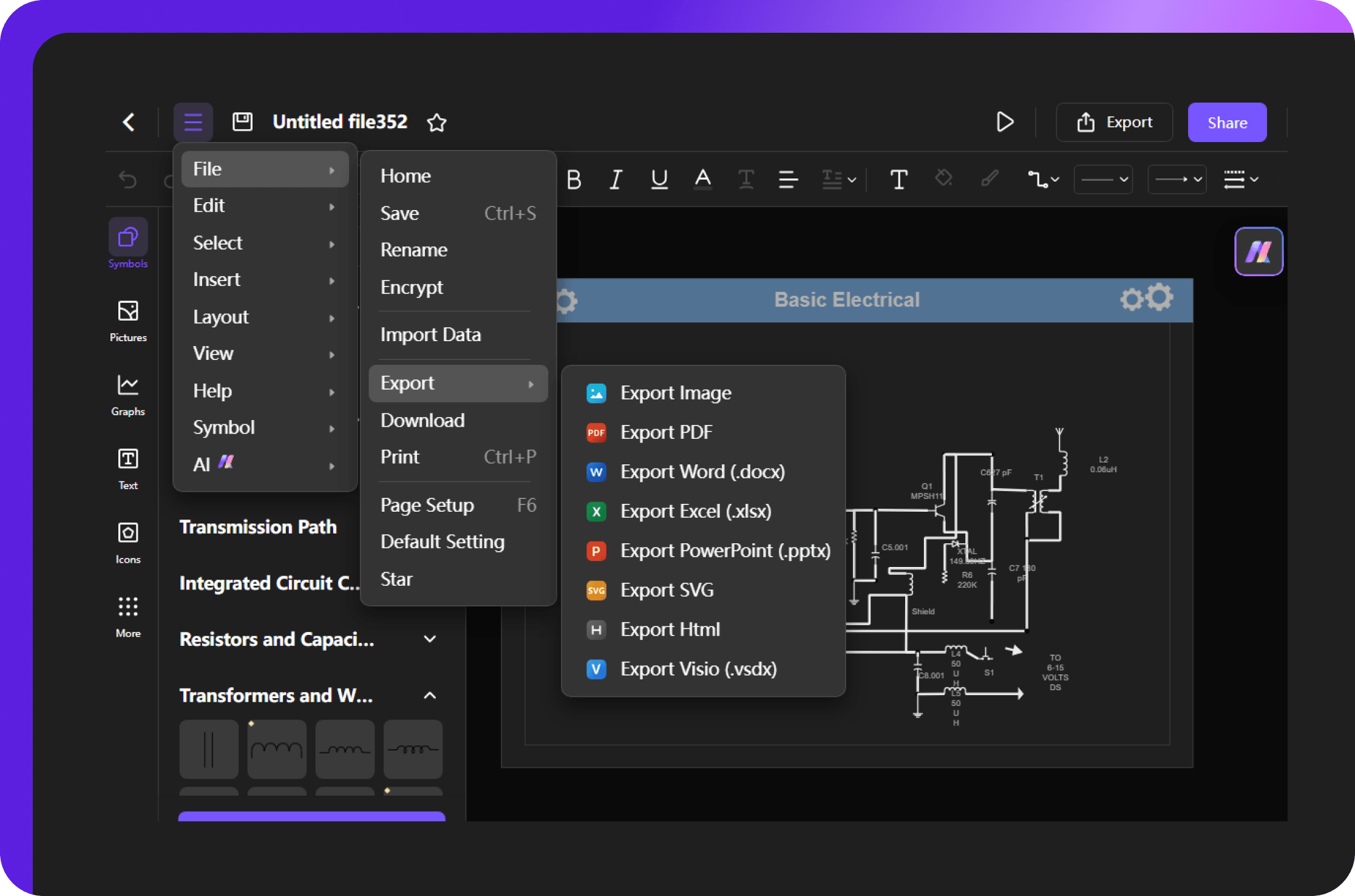 saving, exporting, and sharing