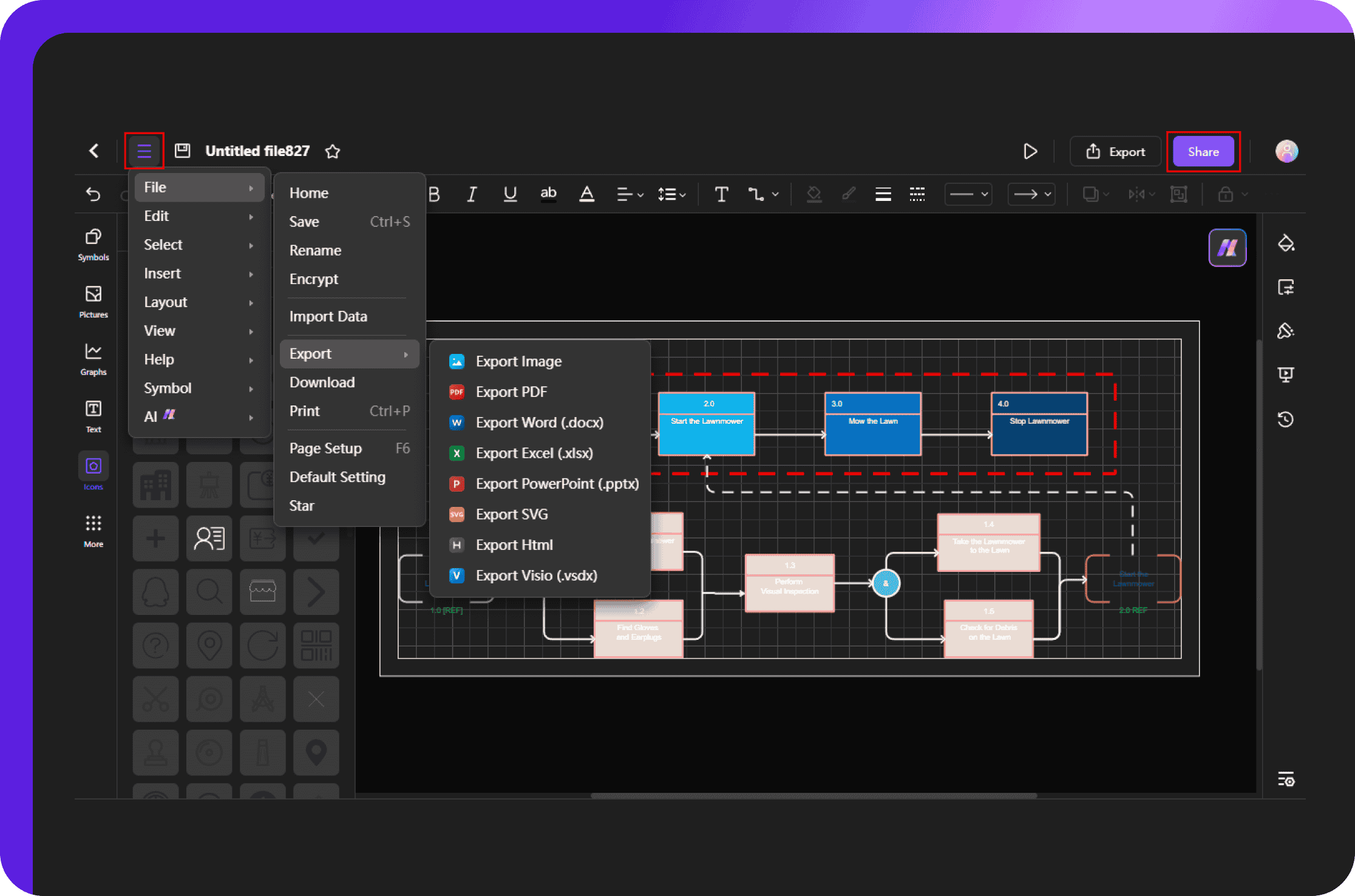 saving, exporting, and sharing