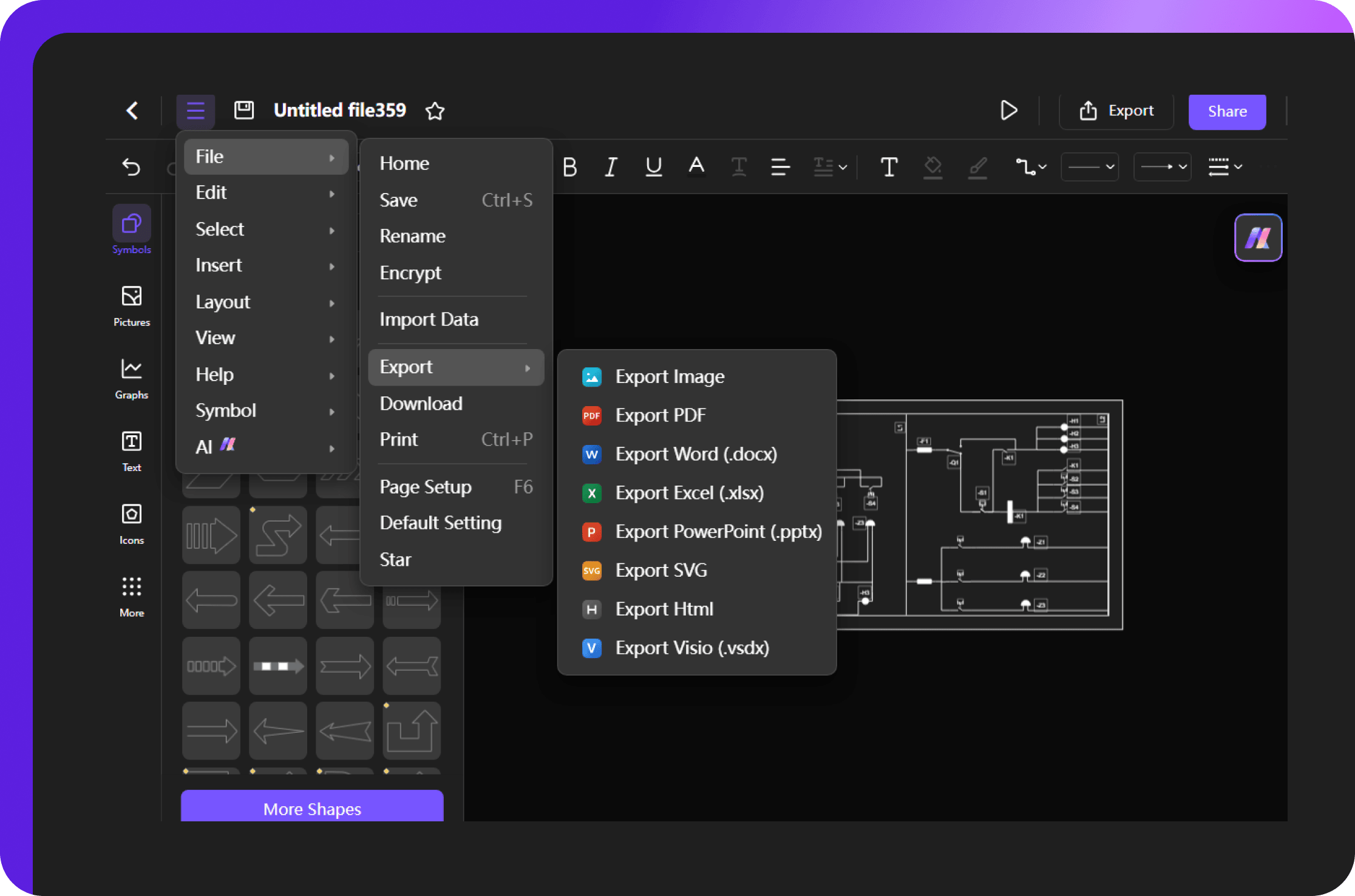 saving, exporting, and sharing