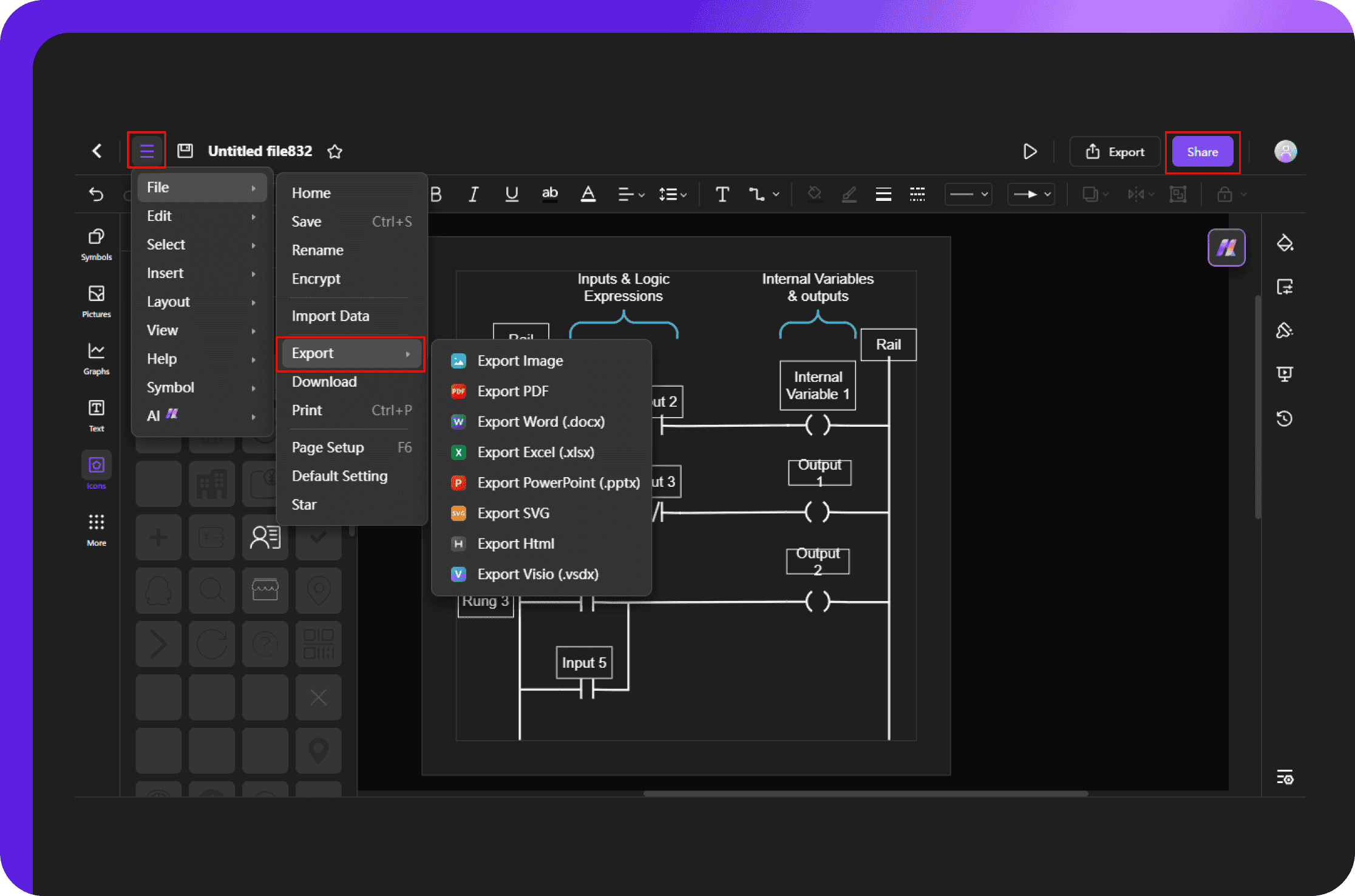 saving, exporting, and sharing