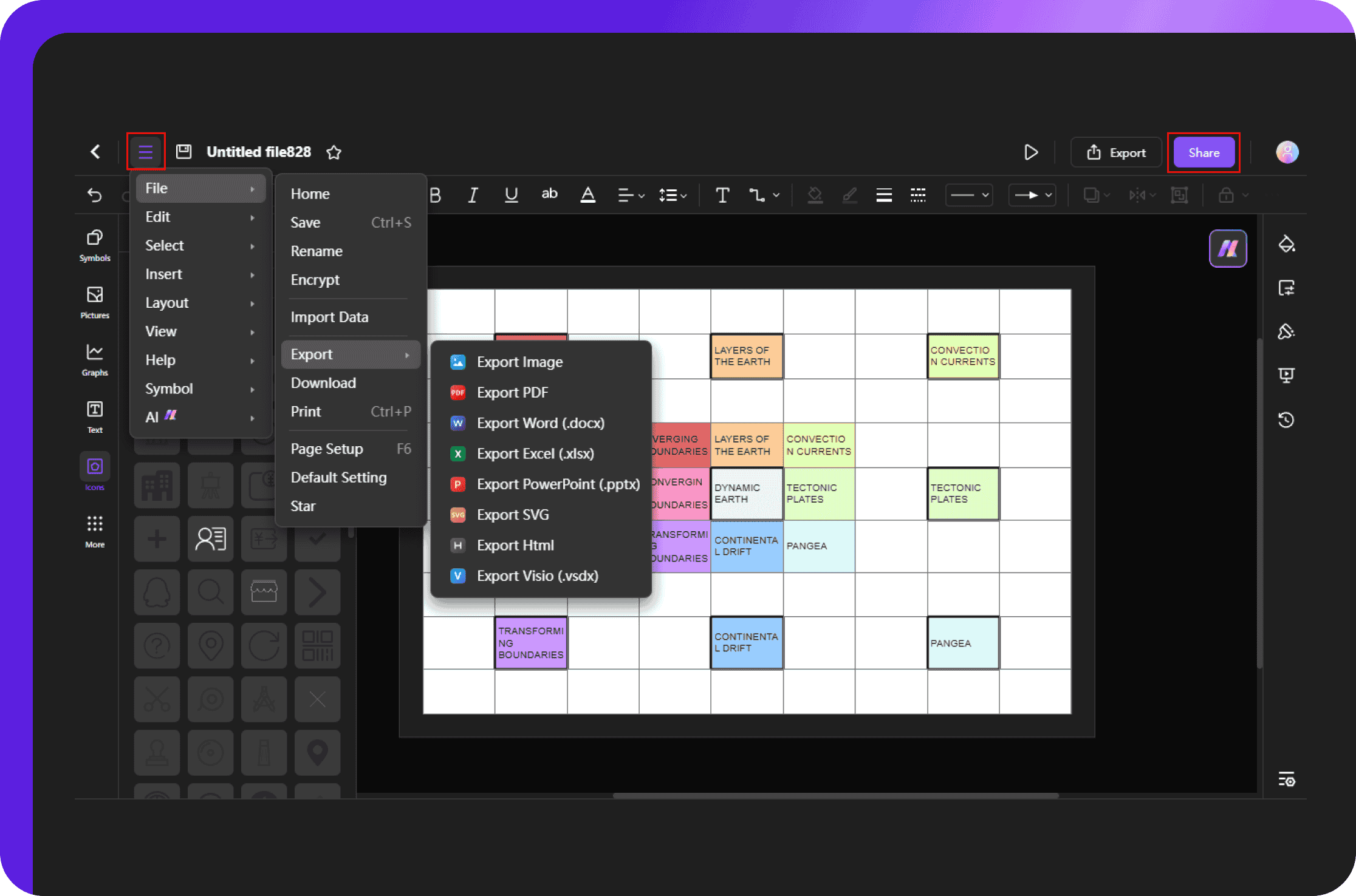 saving, exporting, and sharing