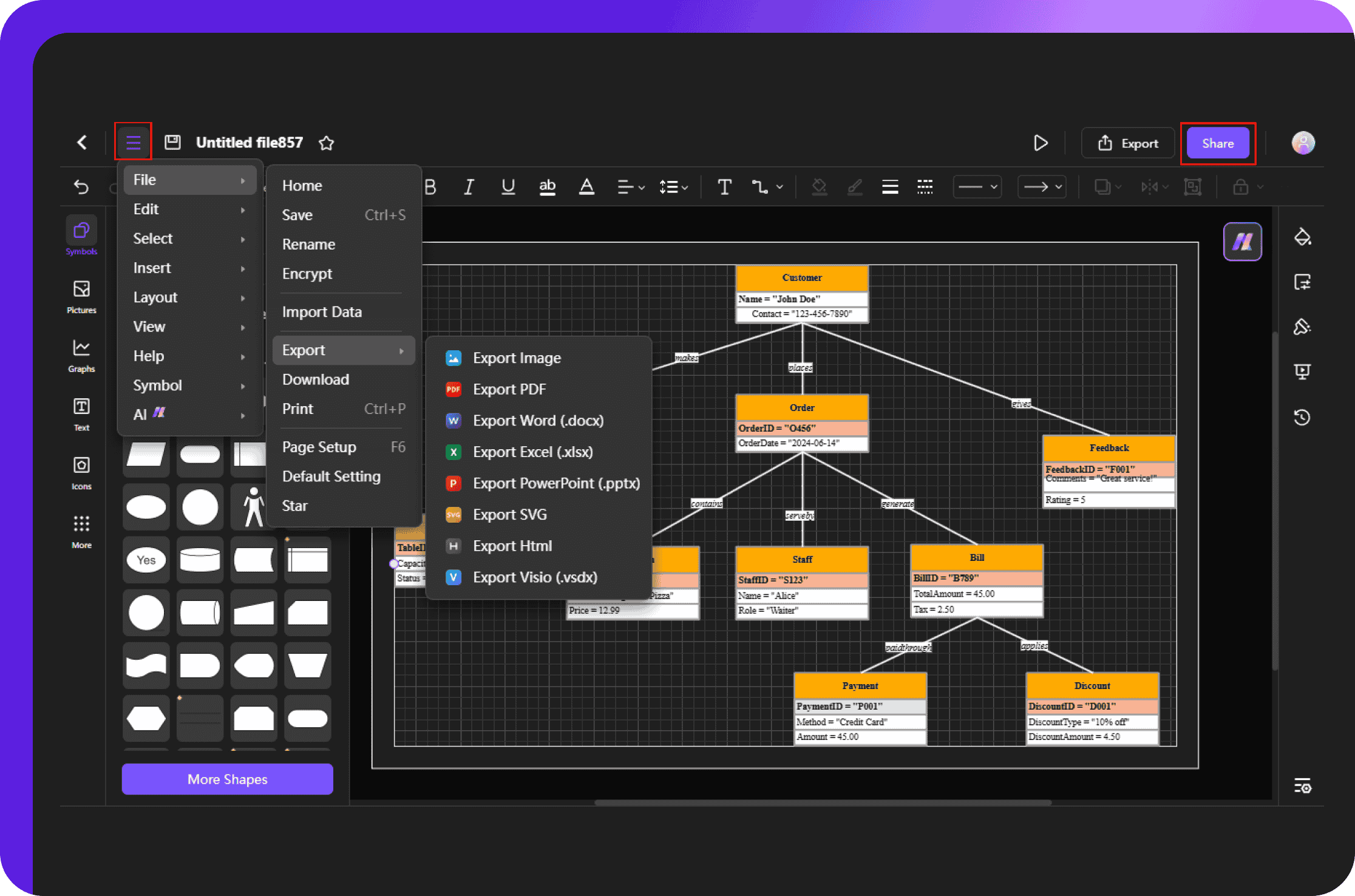 saving, exporting, and sharing