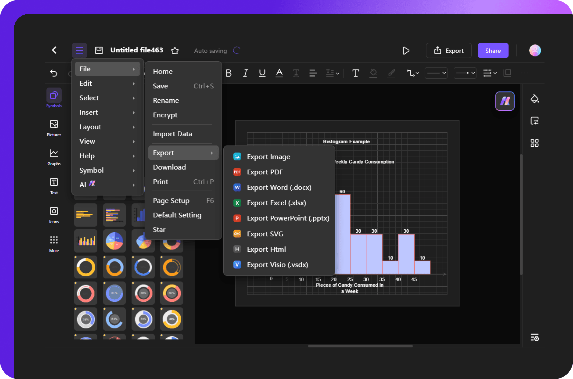 saving, exporting, and sharing