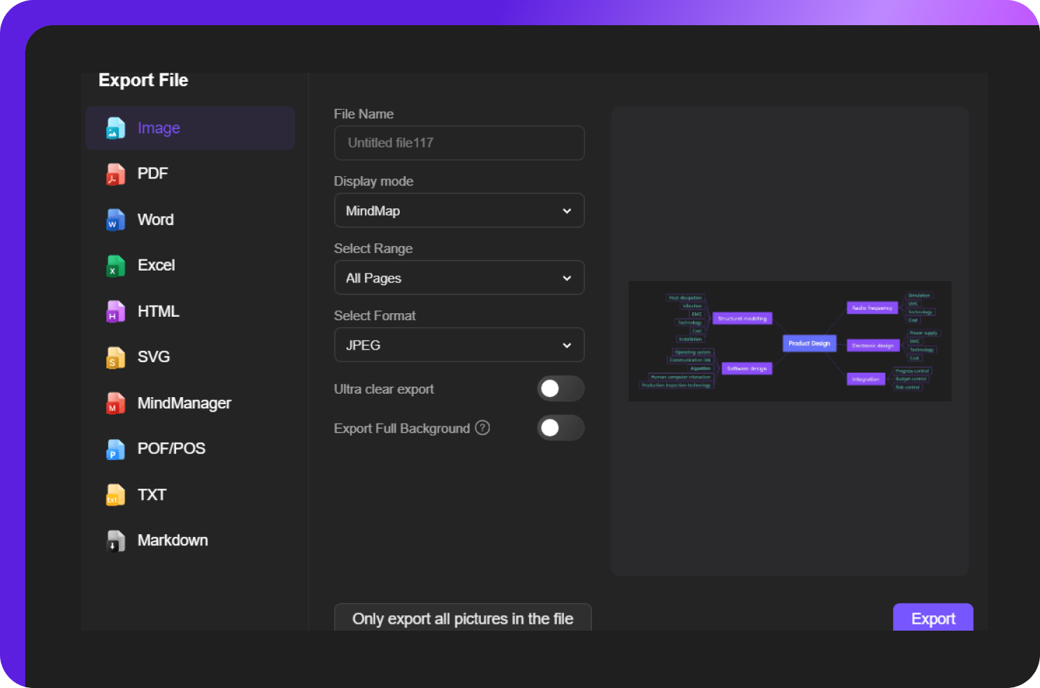 export and share the AI flowchart