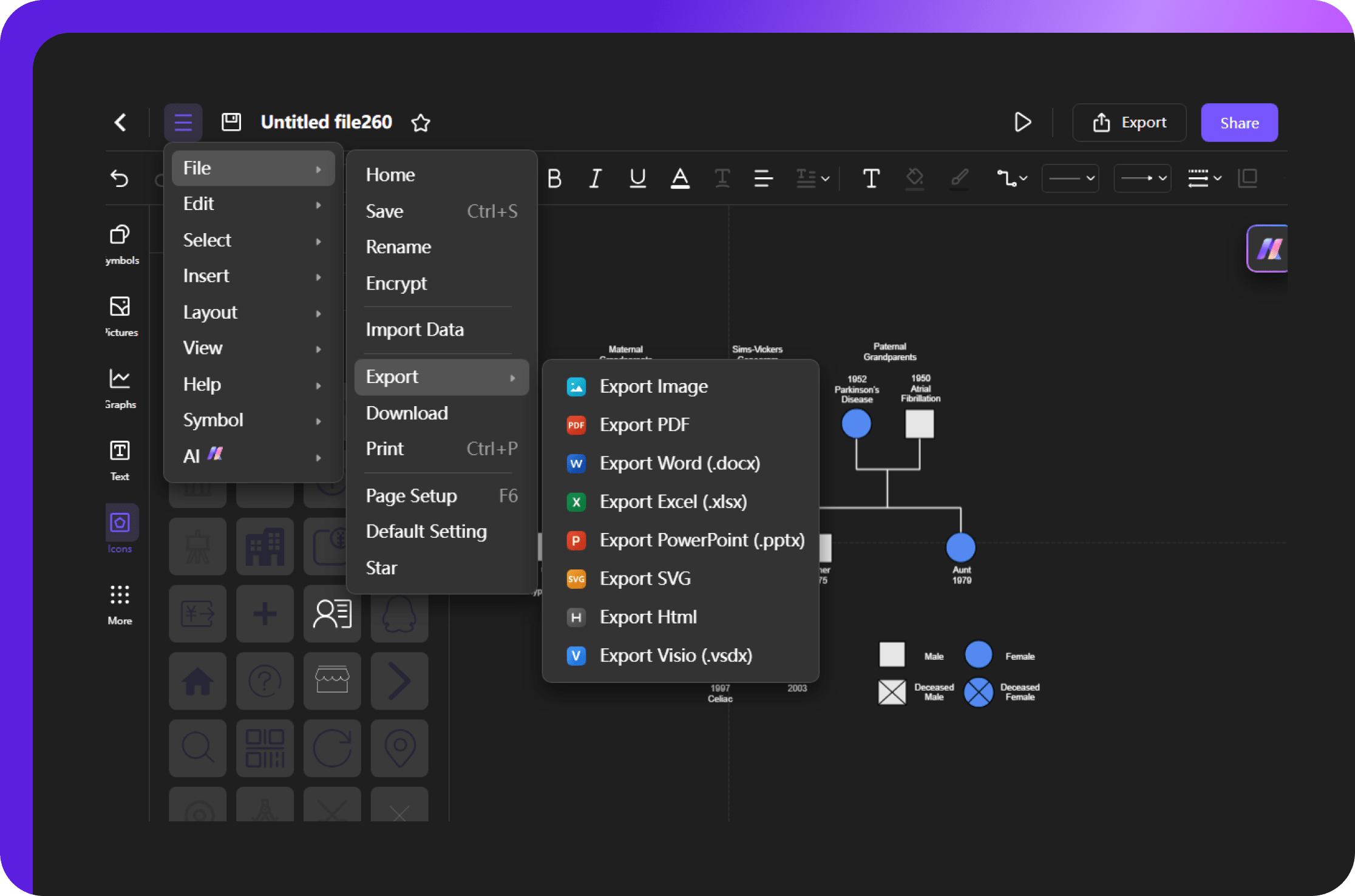 saving, exporting, and sharing