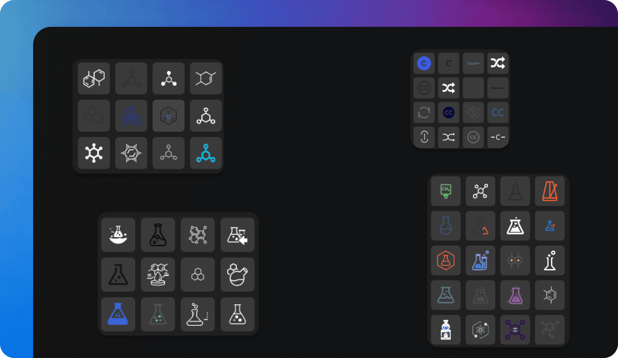 chemical symbols and icons