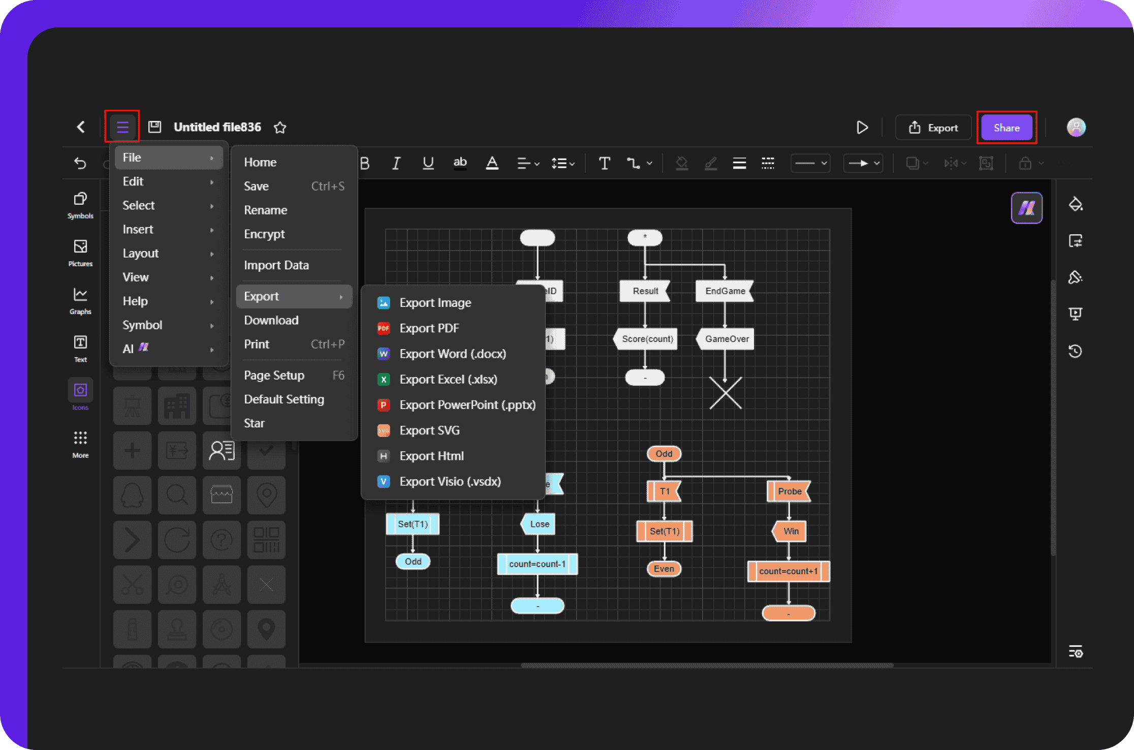 saving, exporting, and sharing