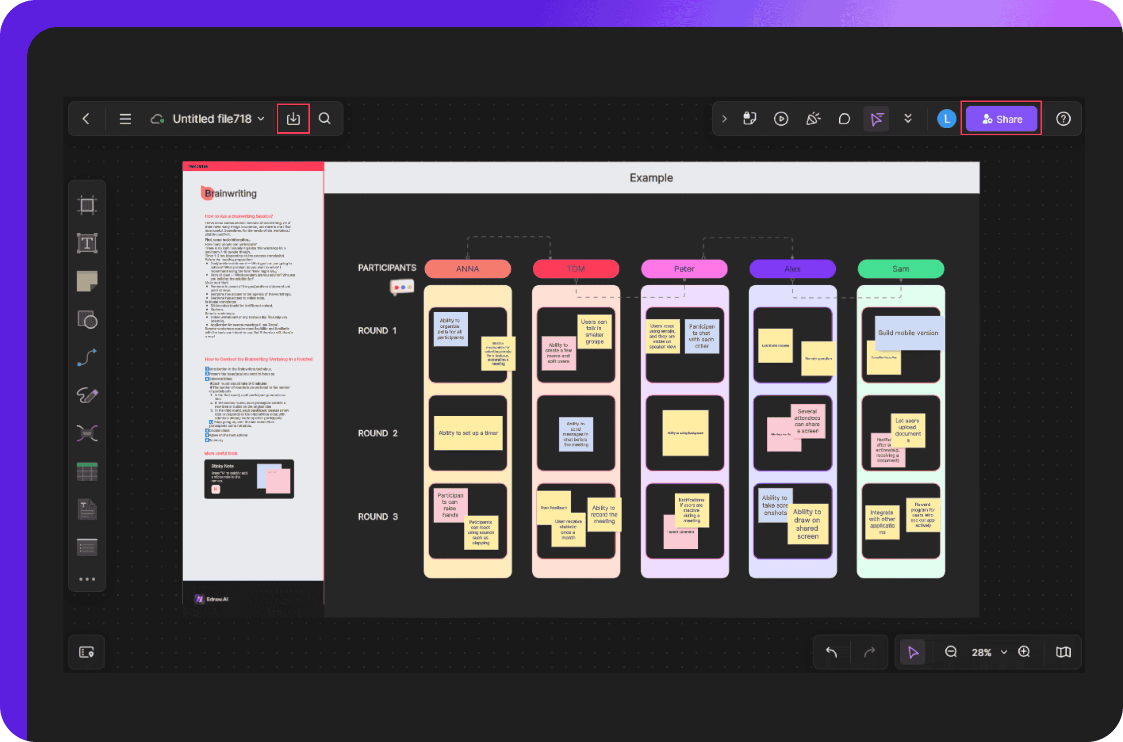 saving, exporting, and sharing