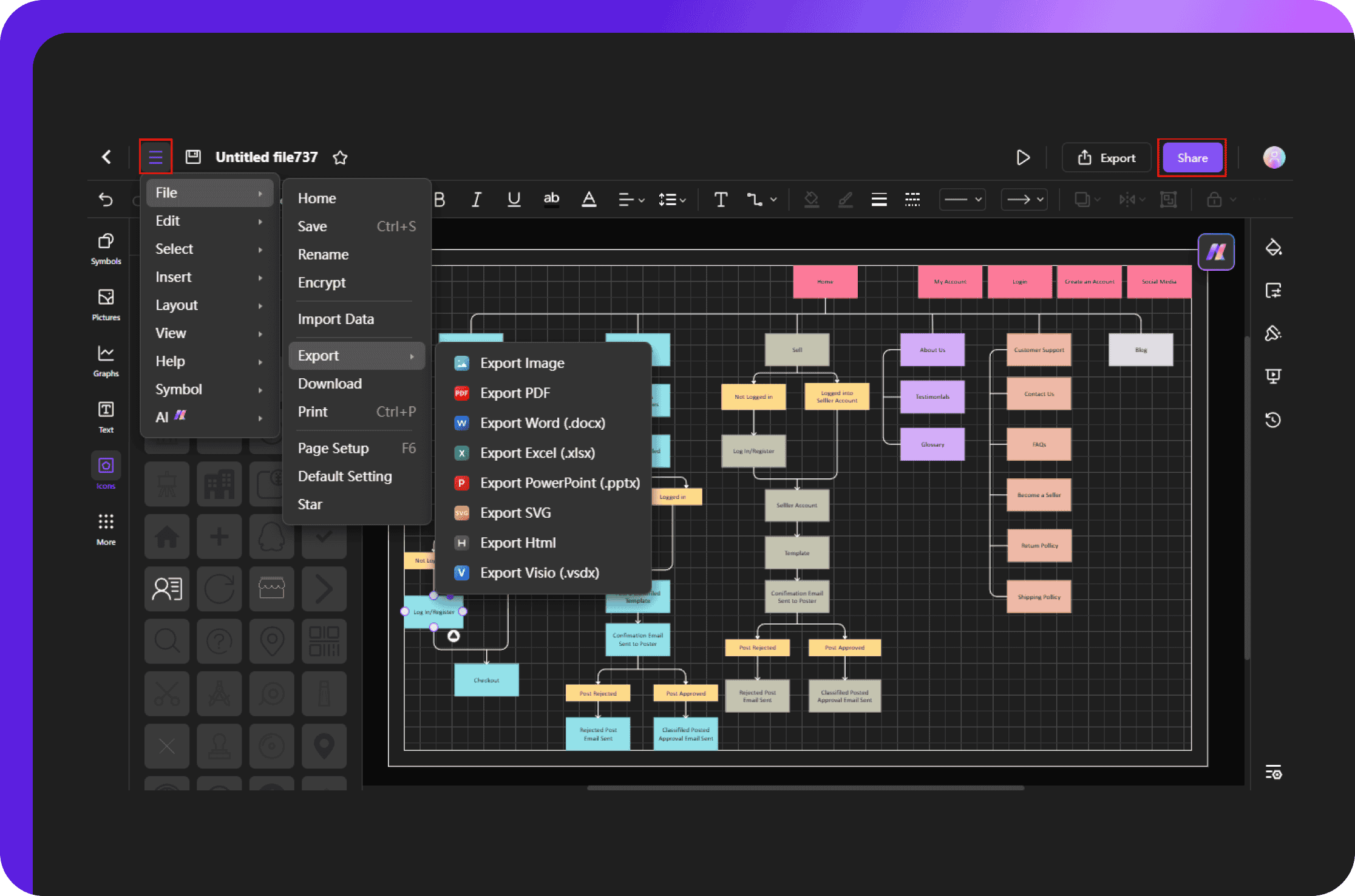 saving, exporting, and sharing