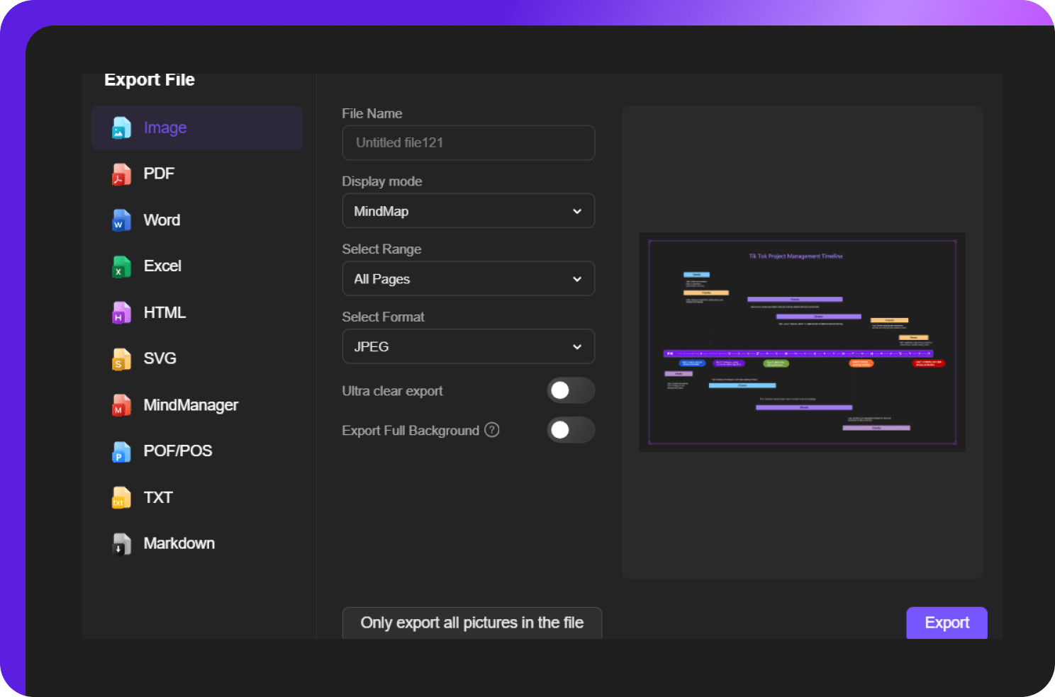 export and share the timeline 