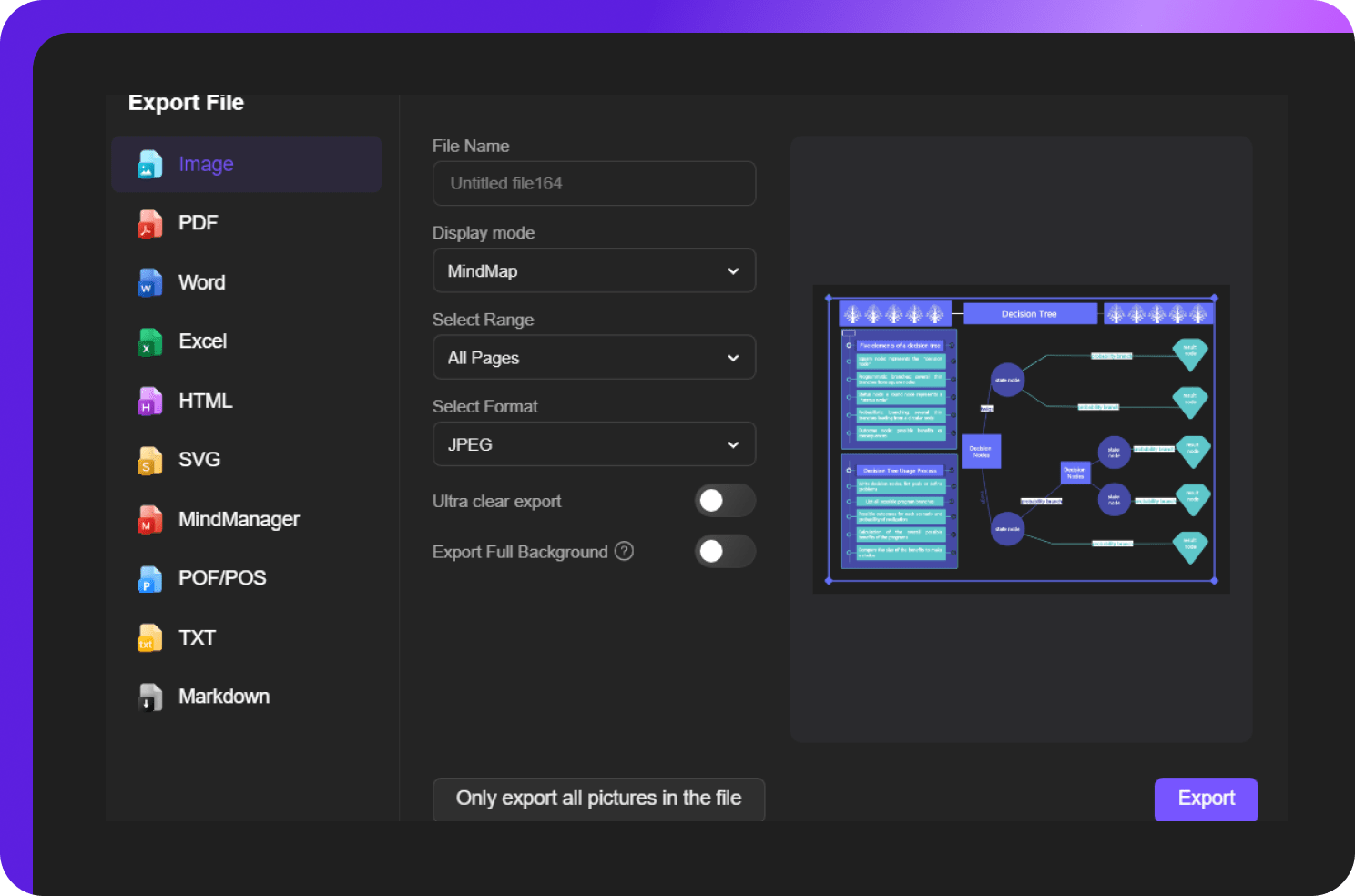 exporting template