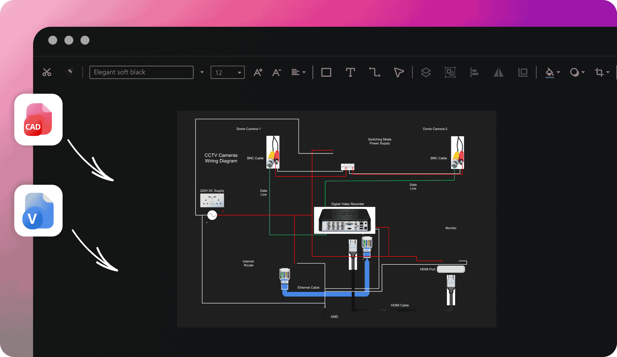 edrawai cad and visio integration