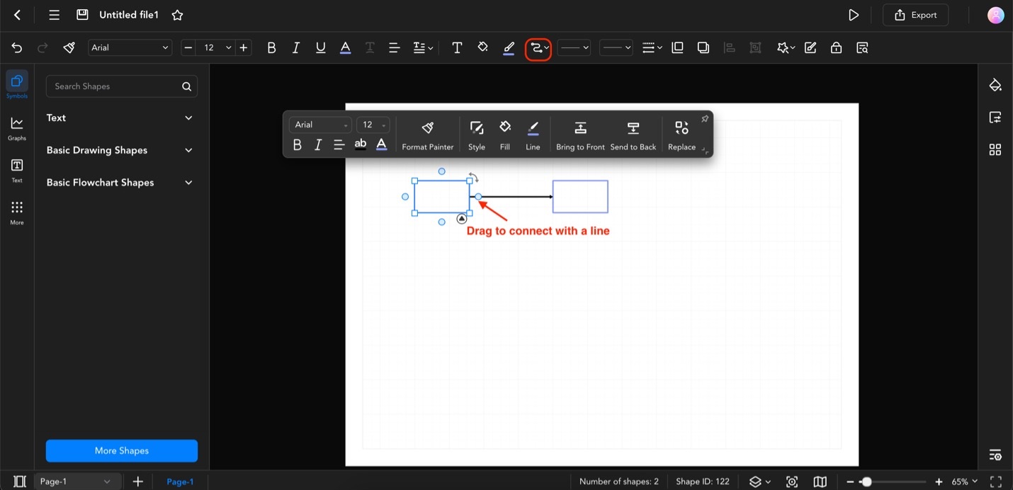 edraw drag dots for line