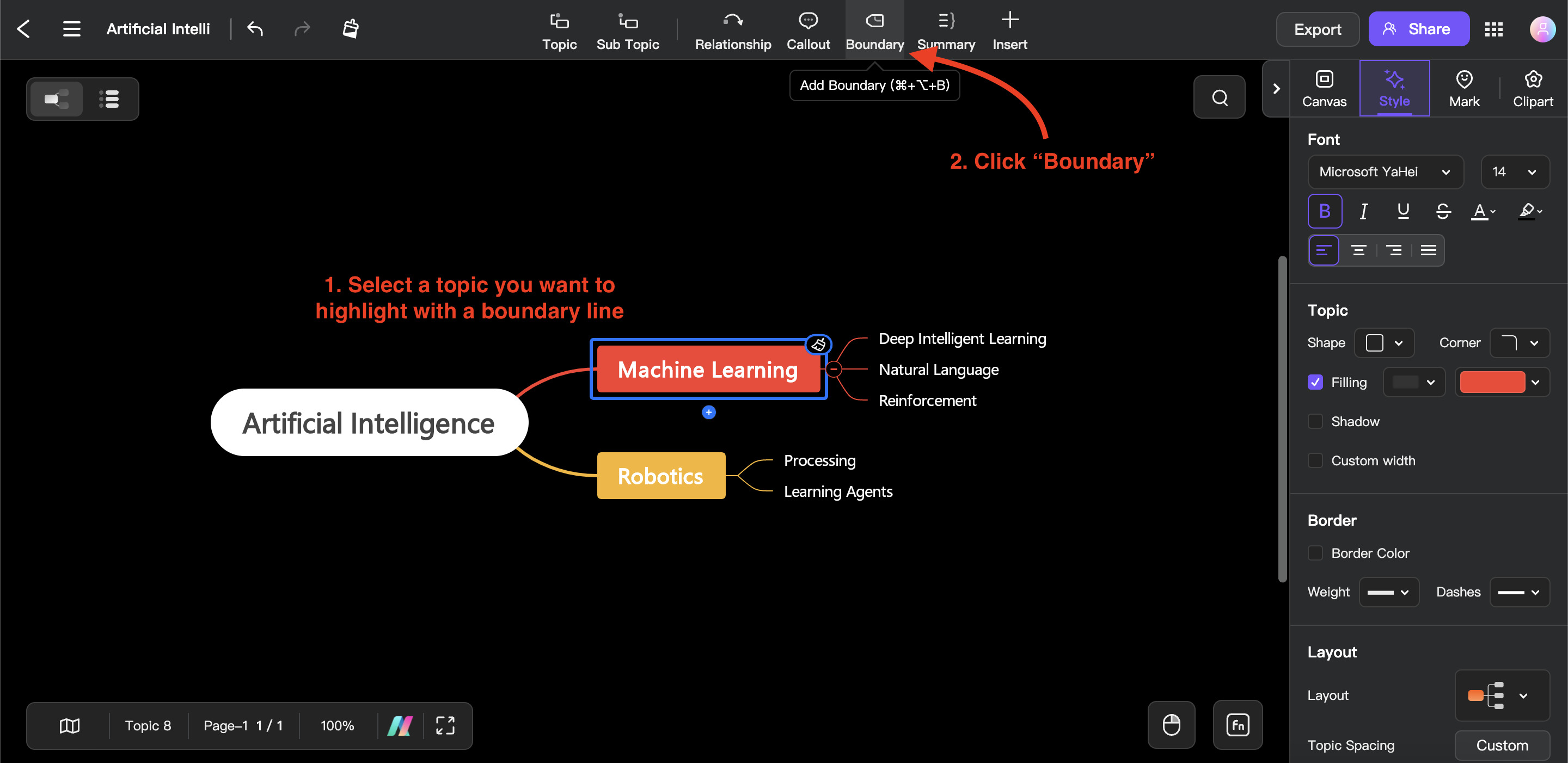 add boundary mind map